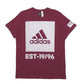 Mens Burgundy Adidas Spellout Short Sleeve T Shirt