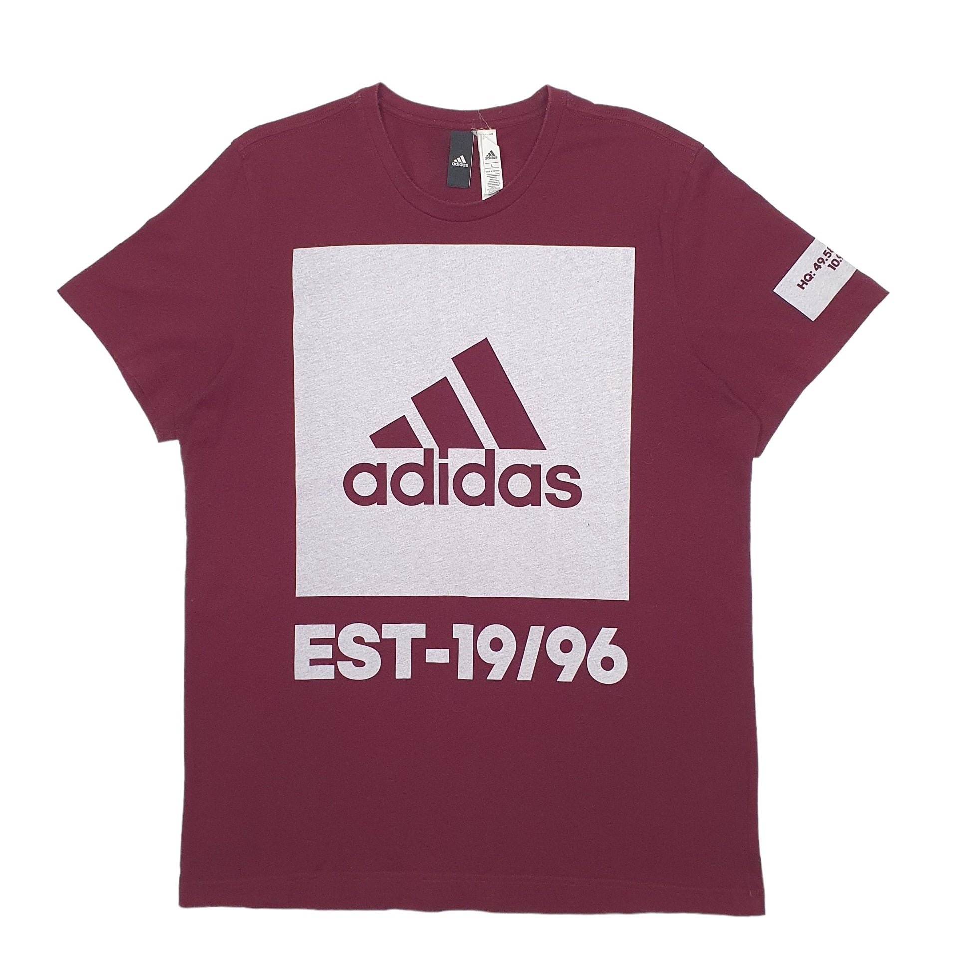 Mens Burgundy Adidas Spellout Short Sleeve T Shirt