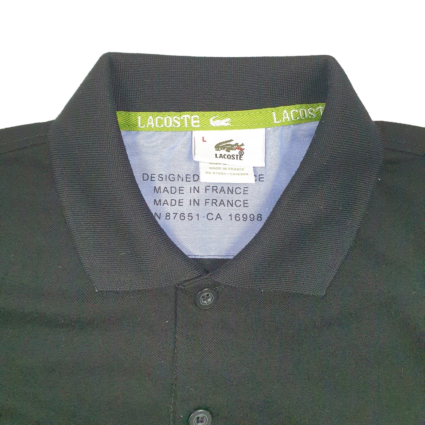 Mens Black Lacoste  Short Sleeve Polo Shirt