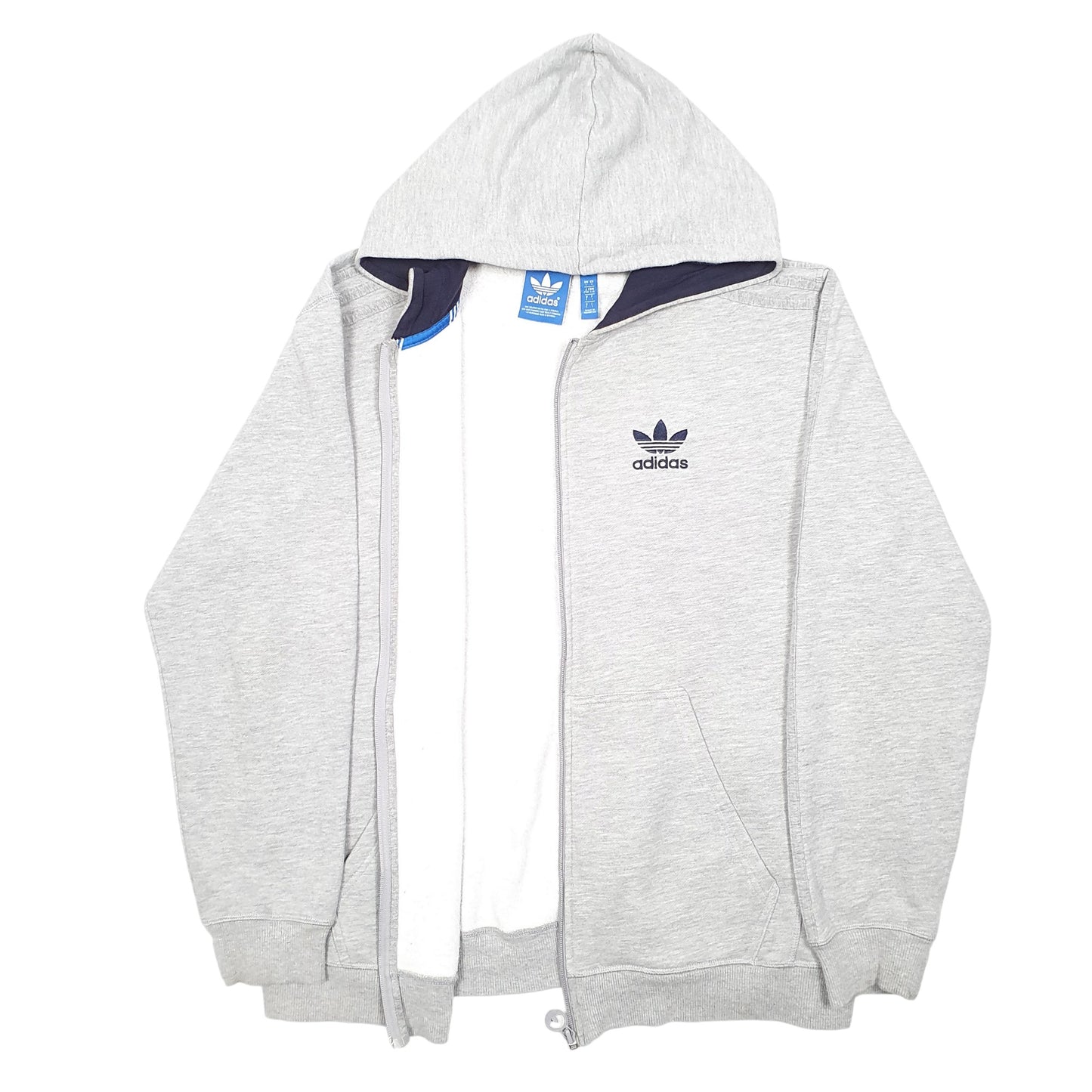 Mens Grey Adidas Hoodie Full Zip Jumper