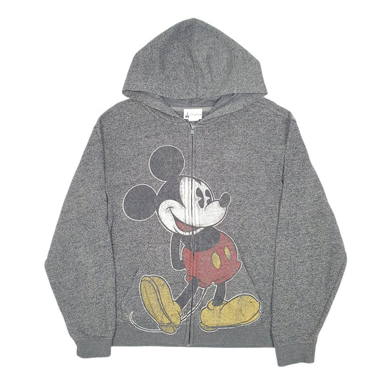 Womens Grey Disney Hoodie Mickey Mouse Full Zip Jumper