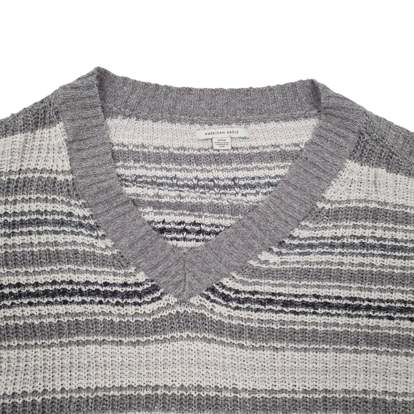 Womens Grey American Eagle Knit V Neck Jumper