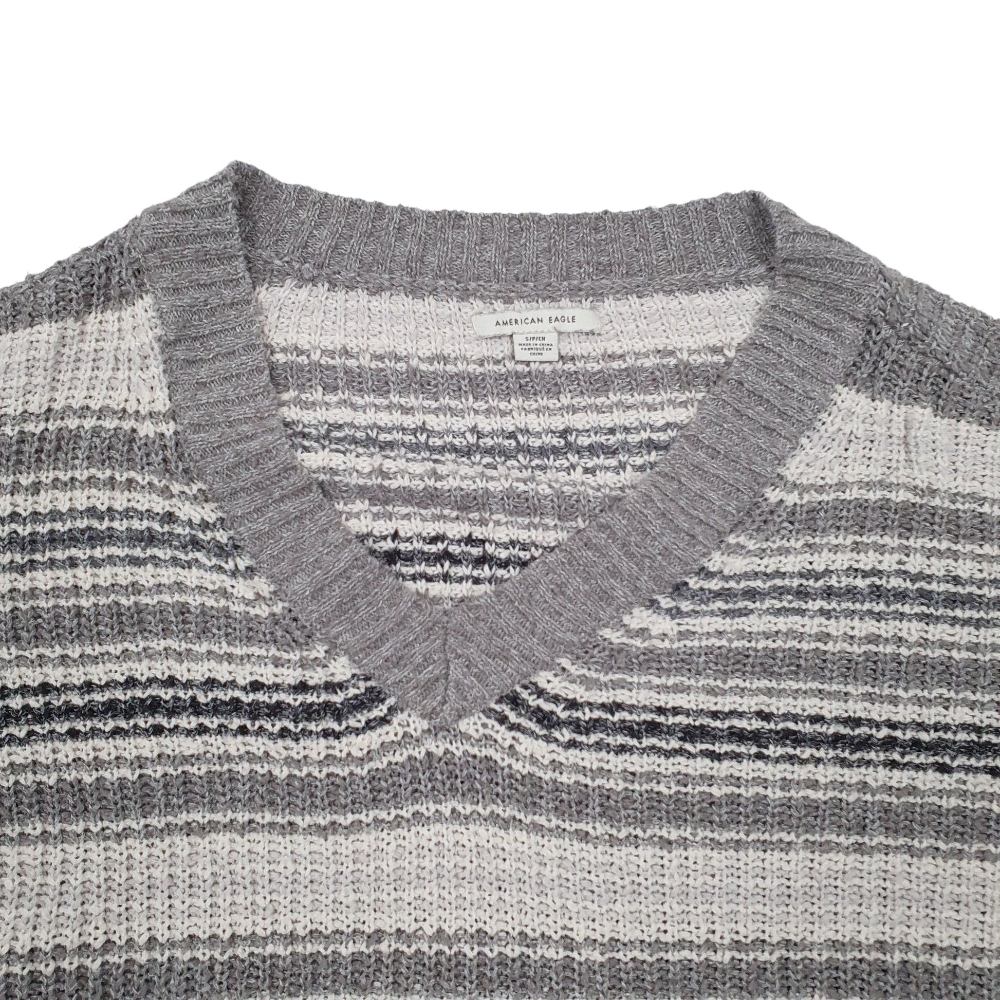 Womens Grey American Eagle Knit V Neck Jumper