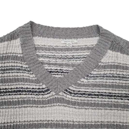 Womens Grey American Eagle Knit V Neck Jumper