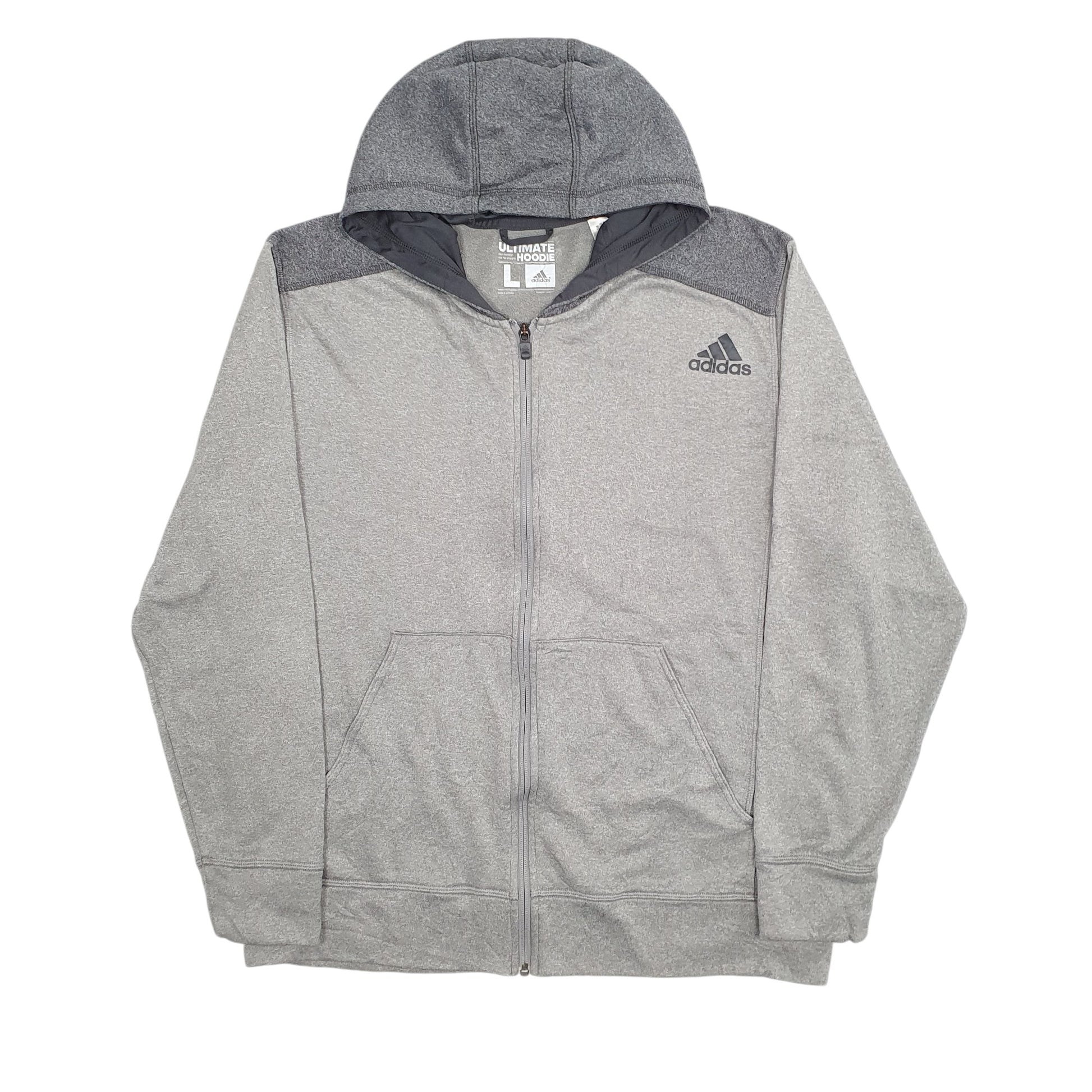 Mens Grey Adidas Hoodie Climawarm Full Zip Jumper