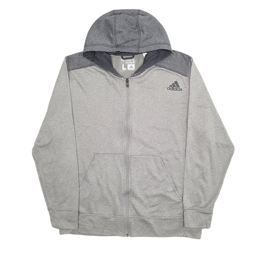 Mens Grey Adidas Hoodie Climawarm Full Zip Jumper