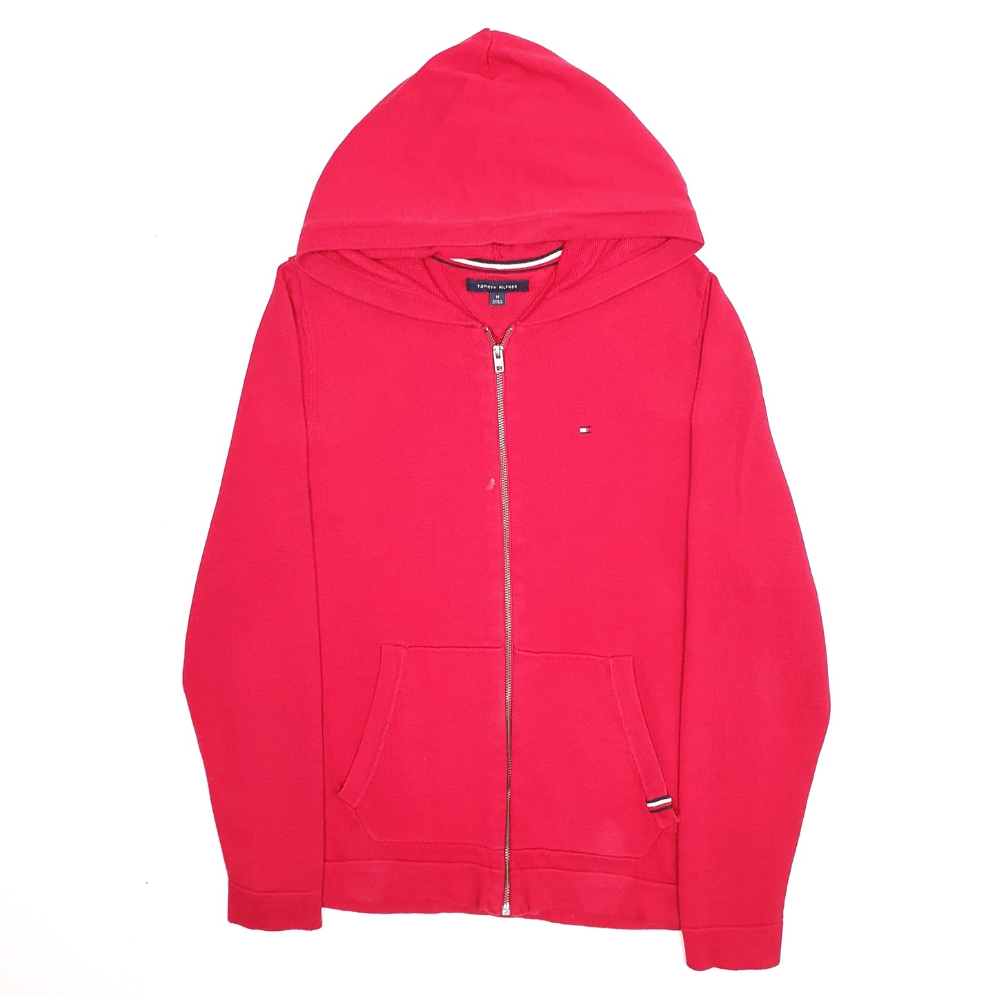 Mens Red Tommy Hilfiger Hoodie Lightweight Full Zip Jumper