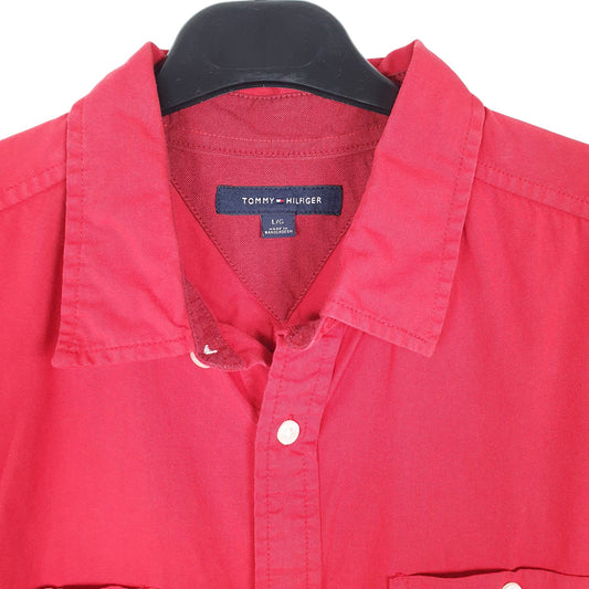 Mens Red Tommy Hilfiger  Long Sleeve Shirt