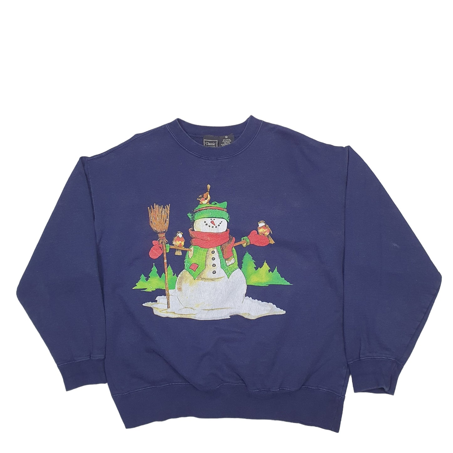Mens Navy Classic Christmas Snowman Festive Crewneck Jumper