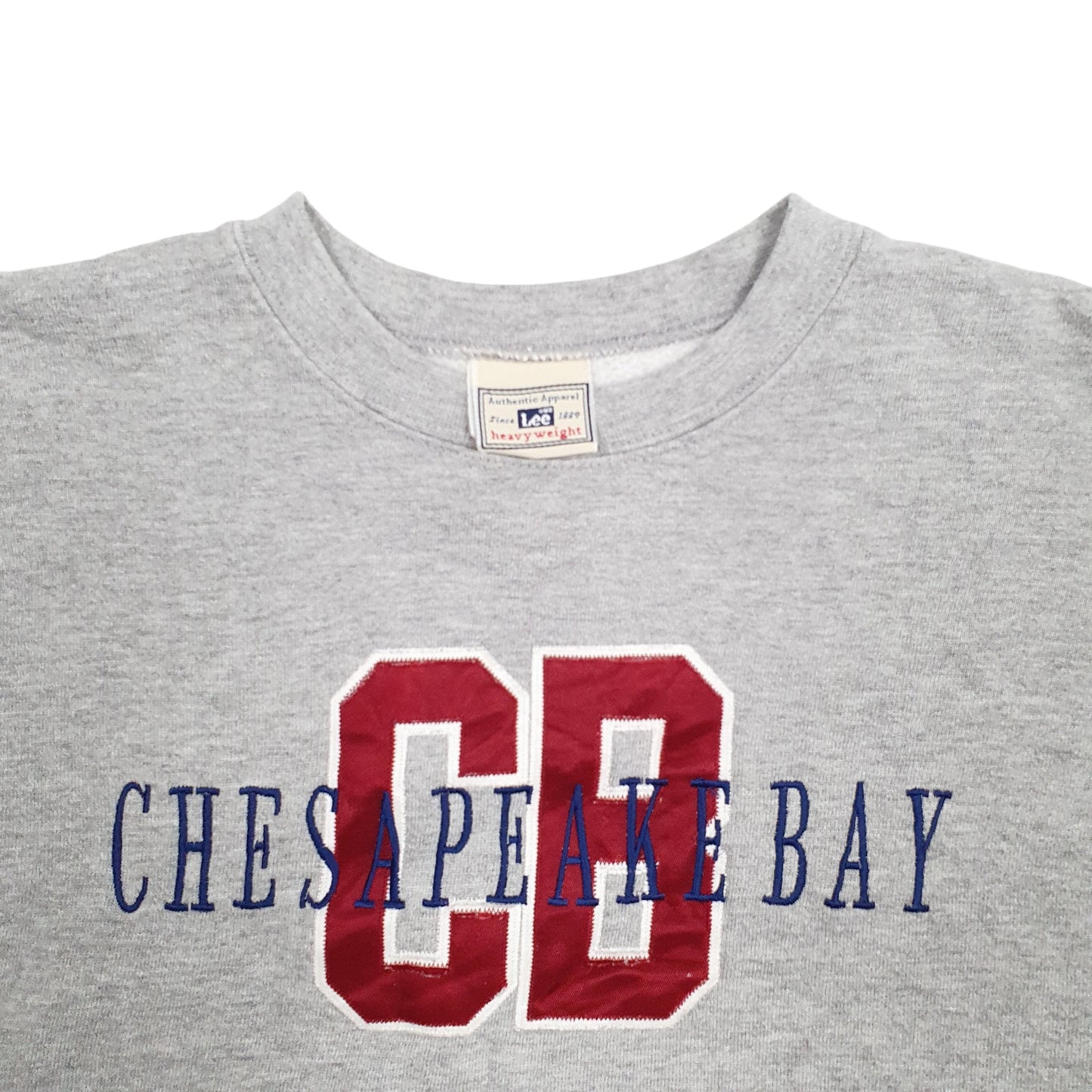 Mens Grey Lee Chesapeake Bay Spellout Crewneck Jumper