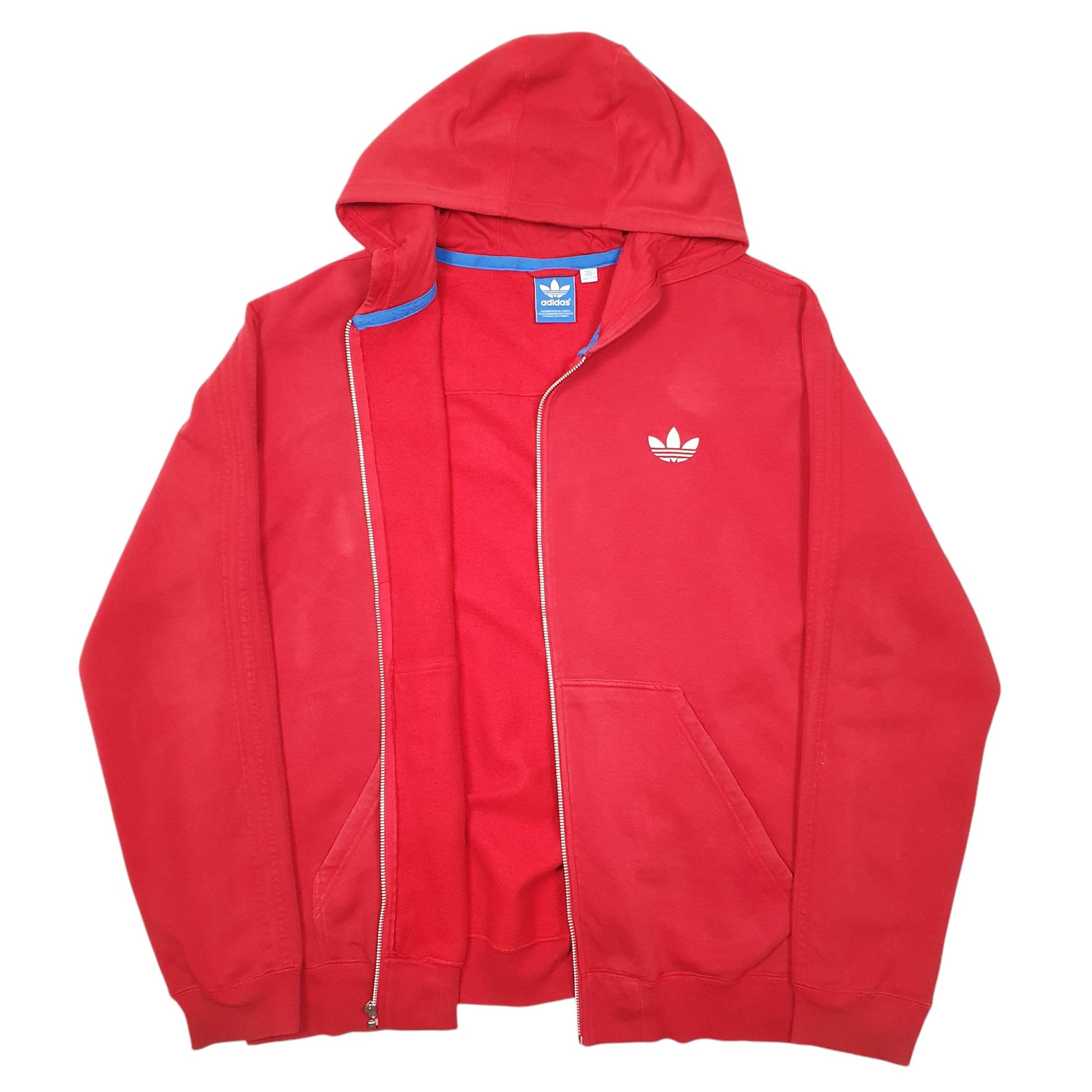 Mens Red Adidas Hoodie Full Zip Jumper