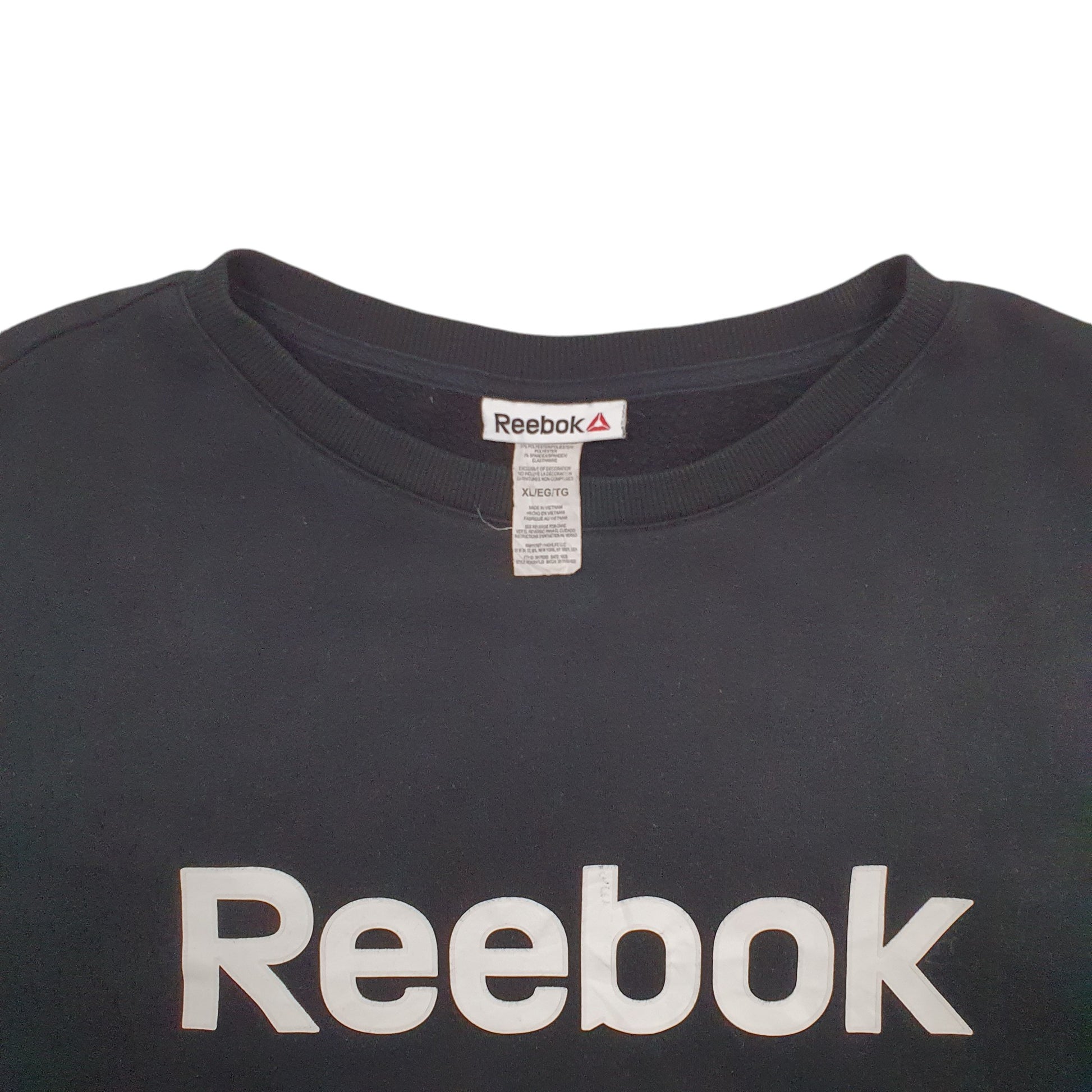 Womens Black Reebok Spellout Crewneck Jumper
