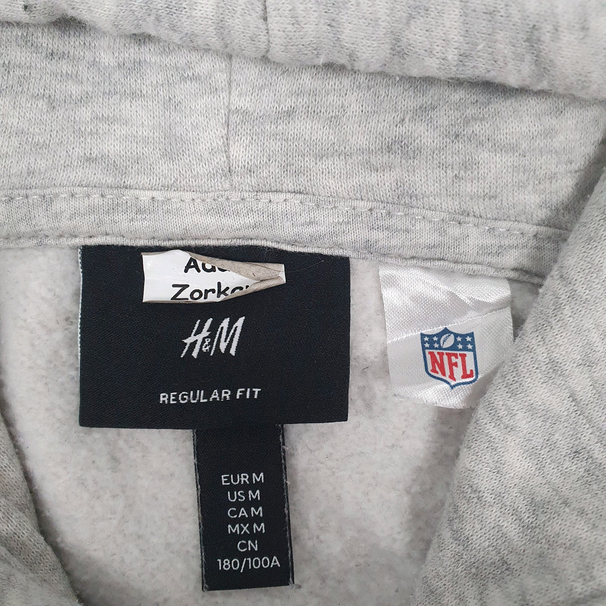 Mens Grey H&M NFL Oakland Raiders Football Hoodie Jumper