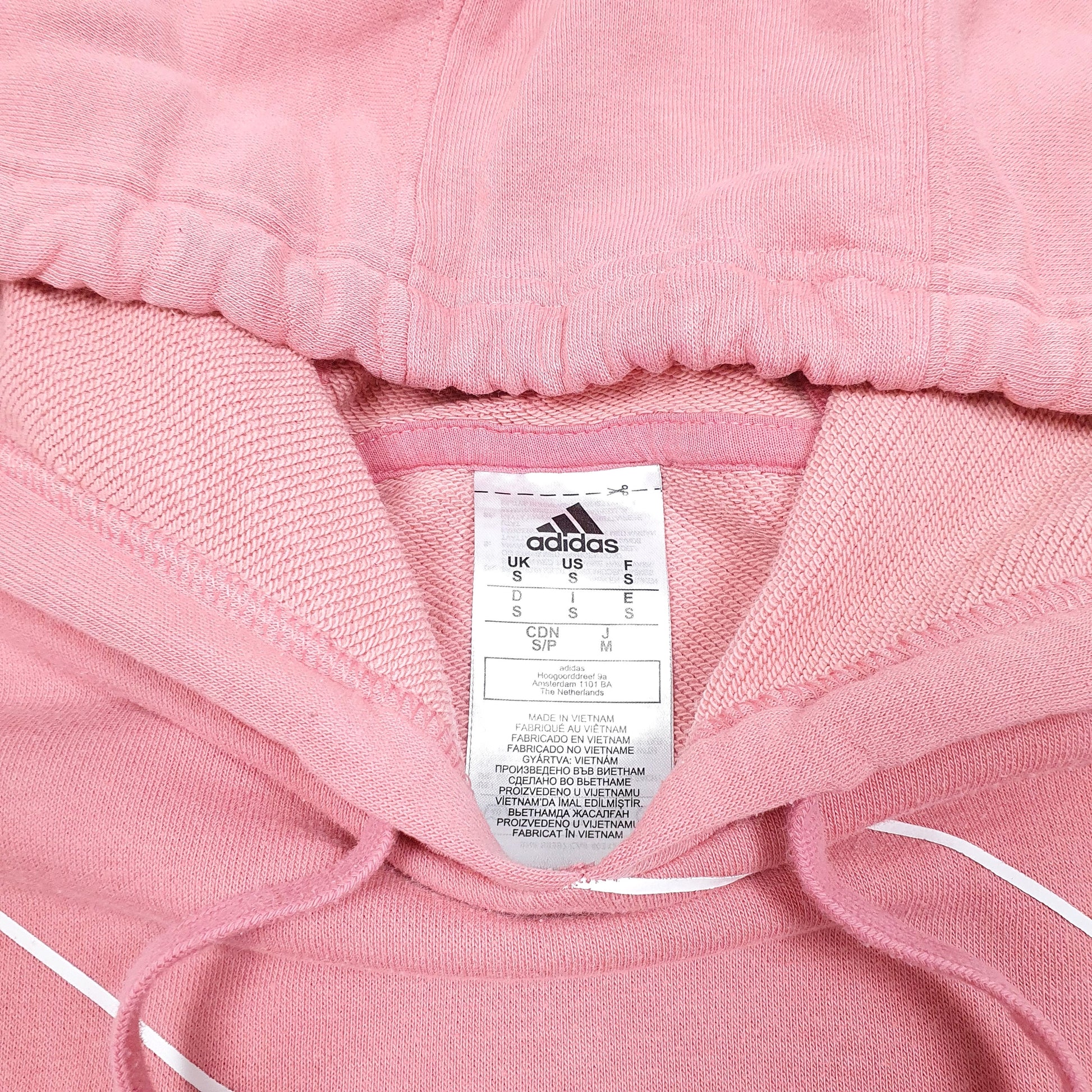 Womens Pink Adidas Spellout Hoodie Jumper
