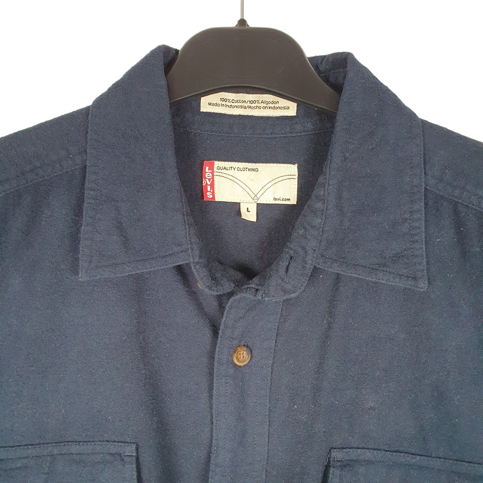 Mens Navy Levis Flannel Overshirt Shacket Chamois Long Sleeve Shirt