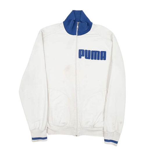 Mens White Puma Spellout Full Zip Jumper
