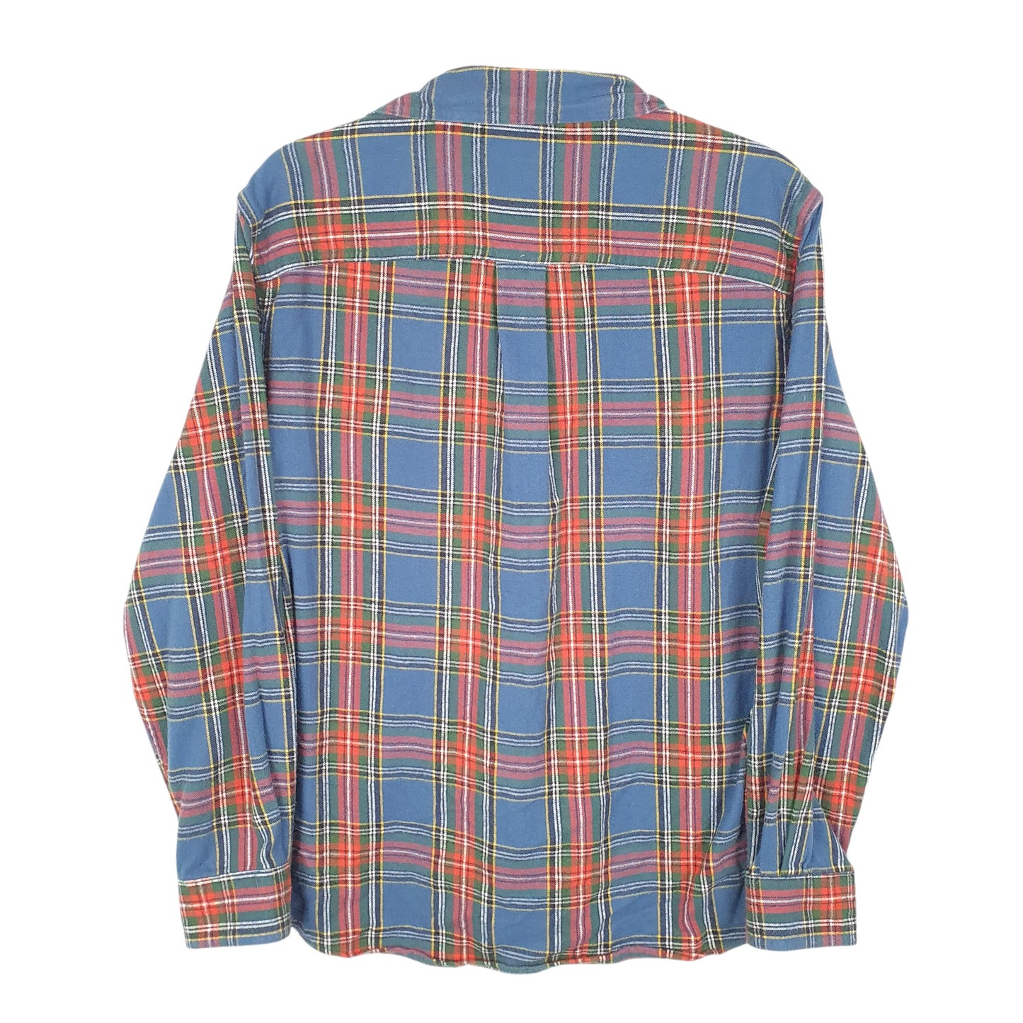 Mens Blue L.L.Bean Slightly Fitted Flannel Overshirt Shacket Tartan Long Sleeve Shirt