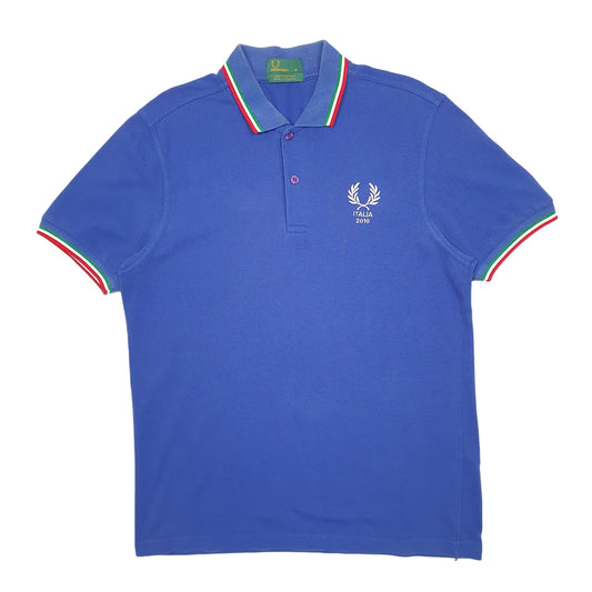 Mens Blue Fred Perry Italia Short Sleeve Polo Shirt
