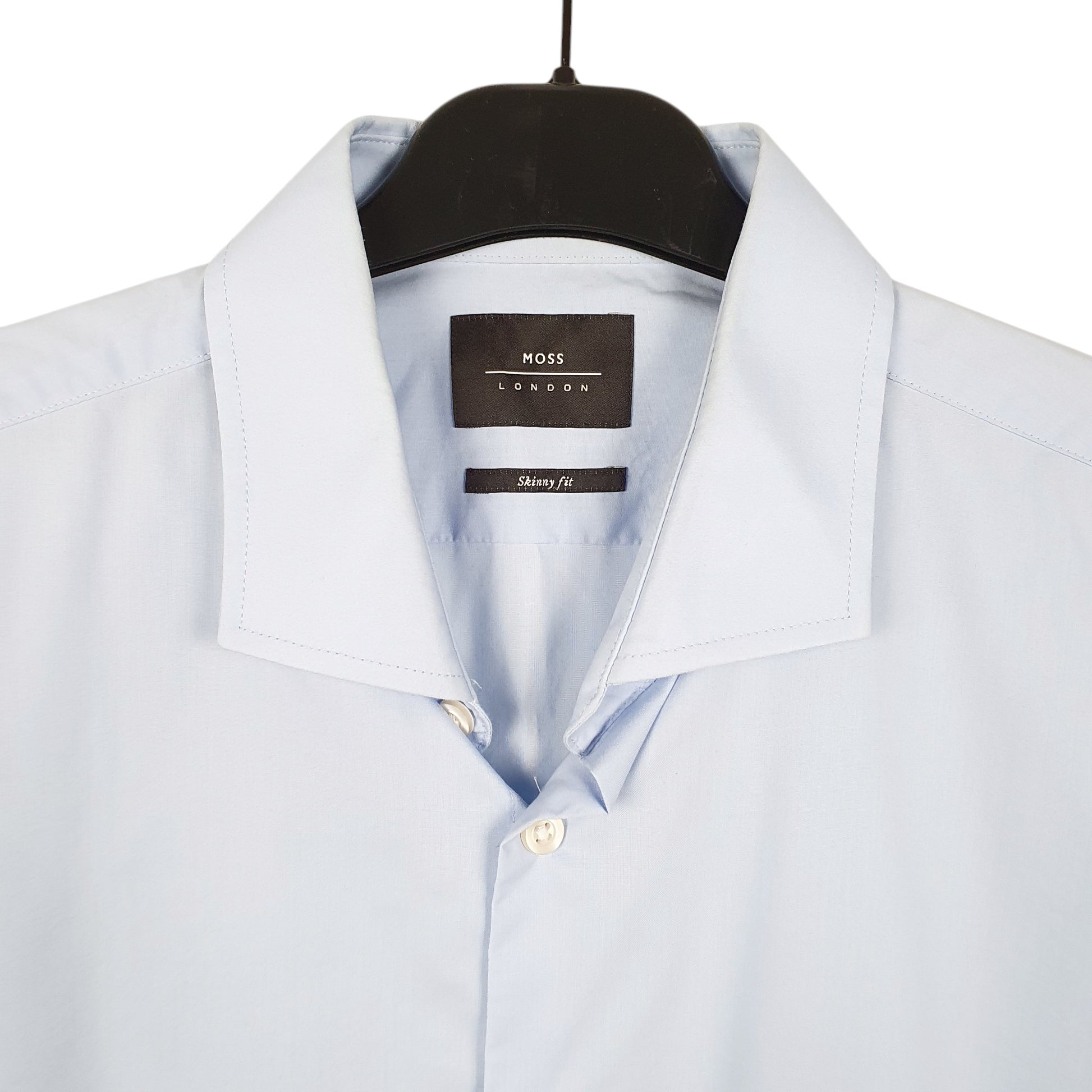 Mens Blue Moss Skinny London Long Sleeve Shirt