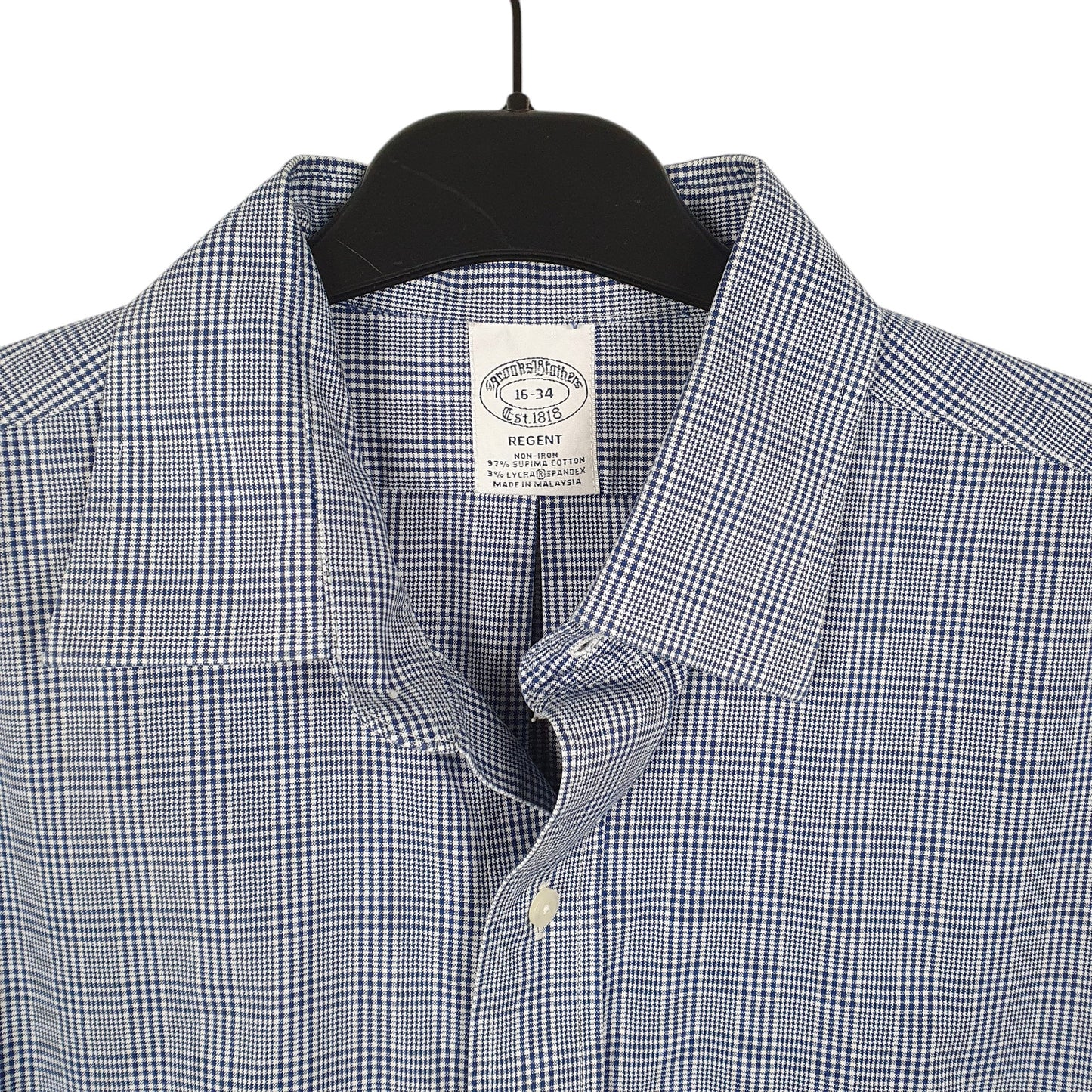 Mens Blue Brooks Brothers Houndstooth Long Sleeve Shirt