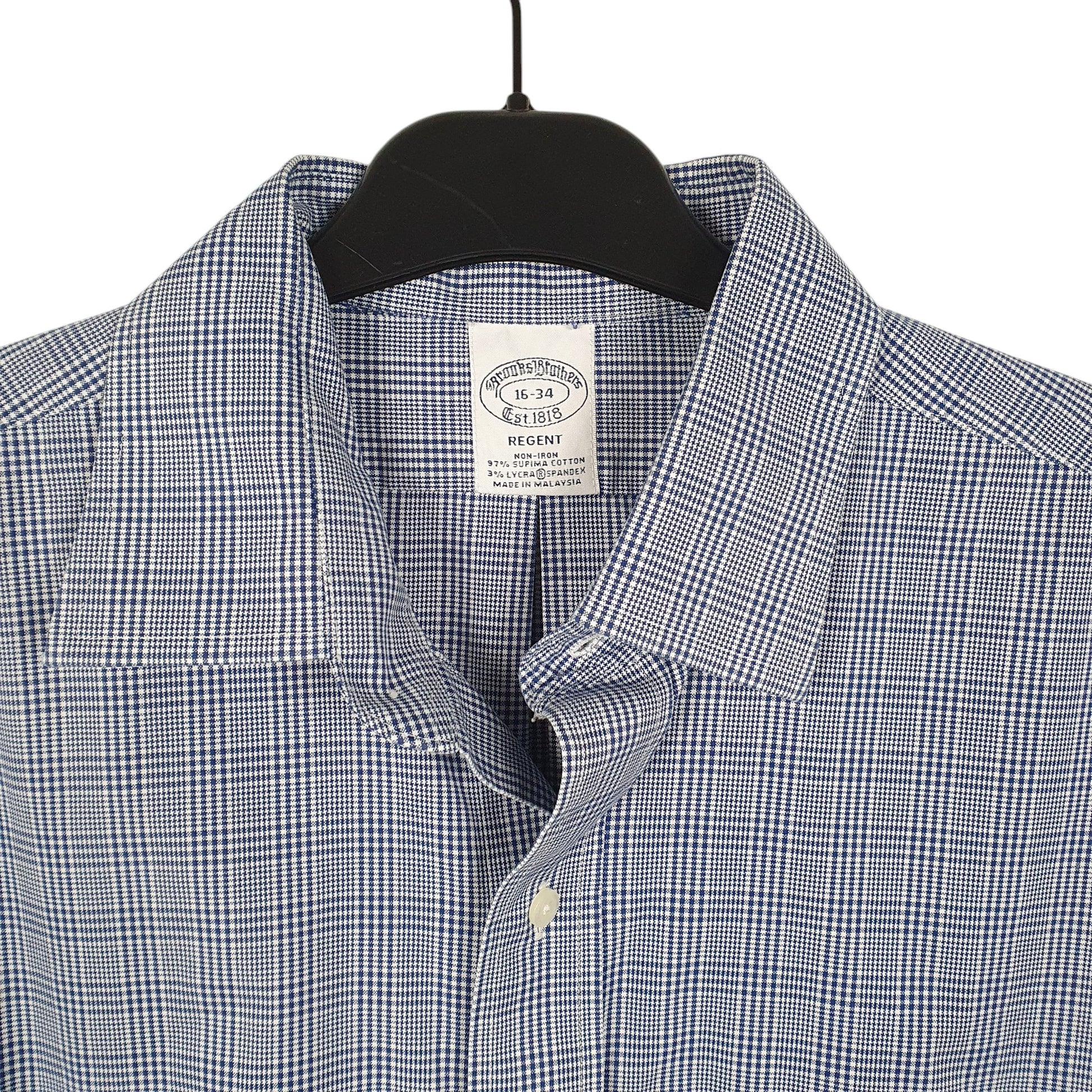 Mens Blue Brooks Brothers Houndstooth Long Sleeve Shirt