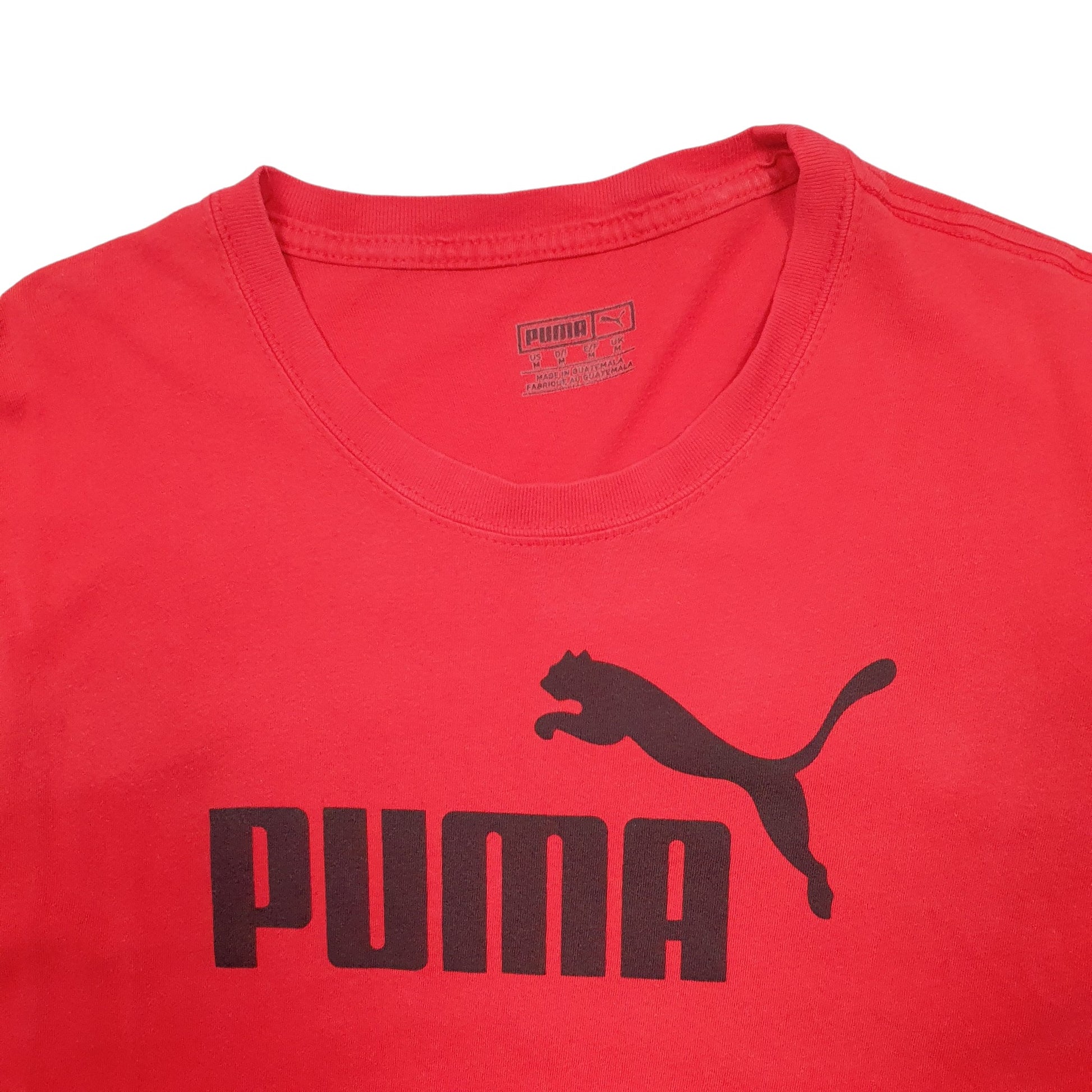Mens Red Puma Spellout Short Sleeve T Shirt