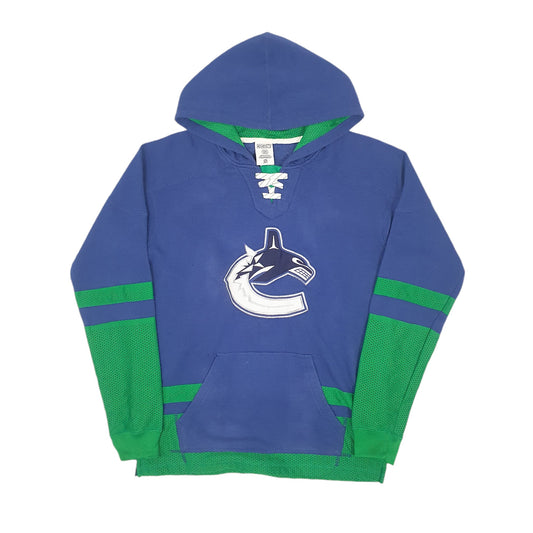 Mens Blue CCM NHL Vancouver Canucks Hoodie Jumper