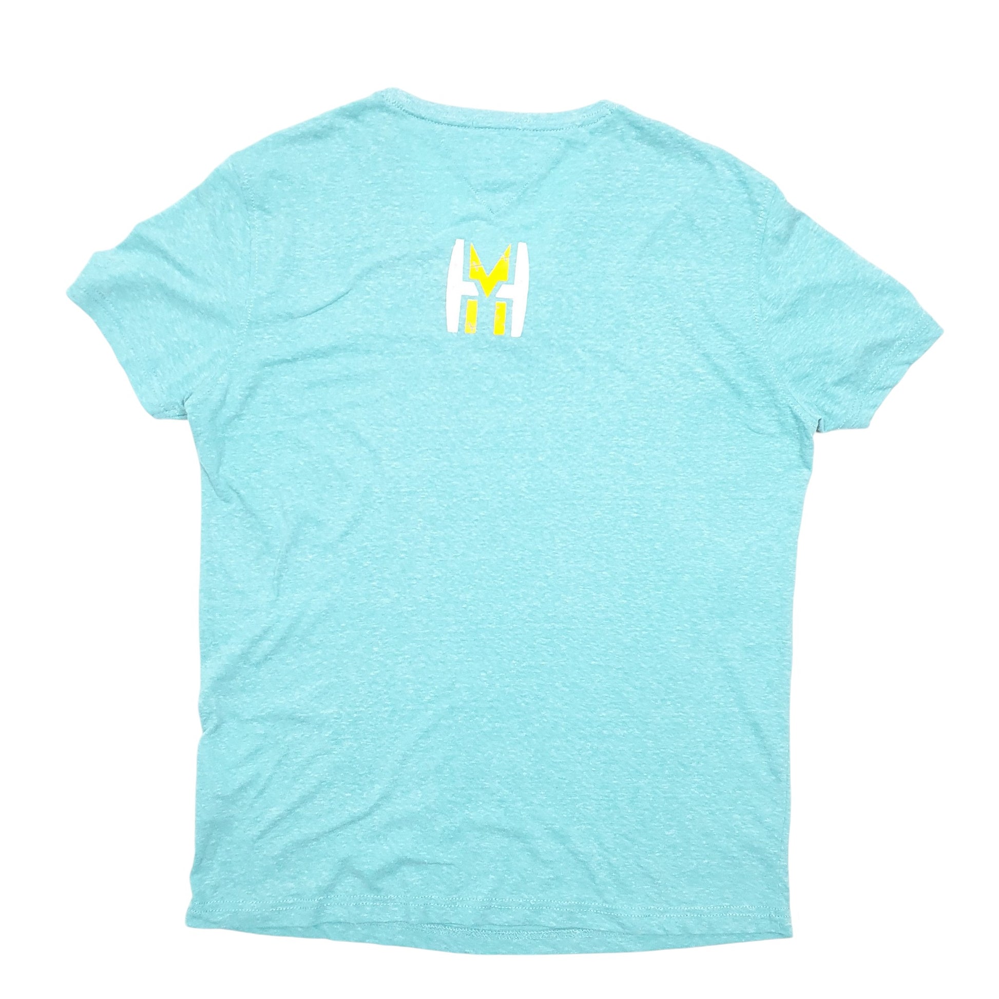 Mens Green Tommy Hilfiger V Neck Muscle House Spellout Gym Short Sleeve T Shirt