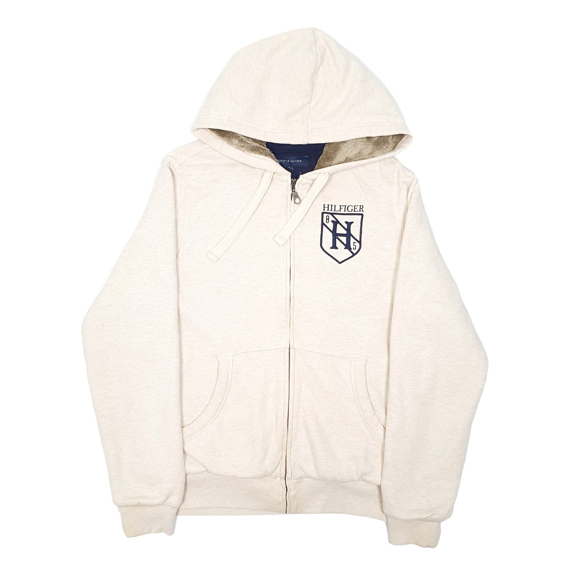 Mens Cream Tommy Hilfiger Lined Hoodie Full Zip Jumper