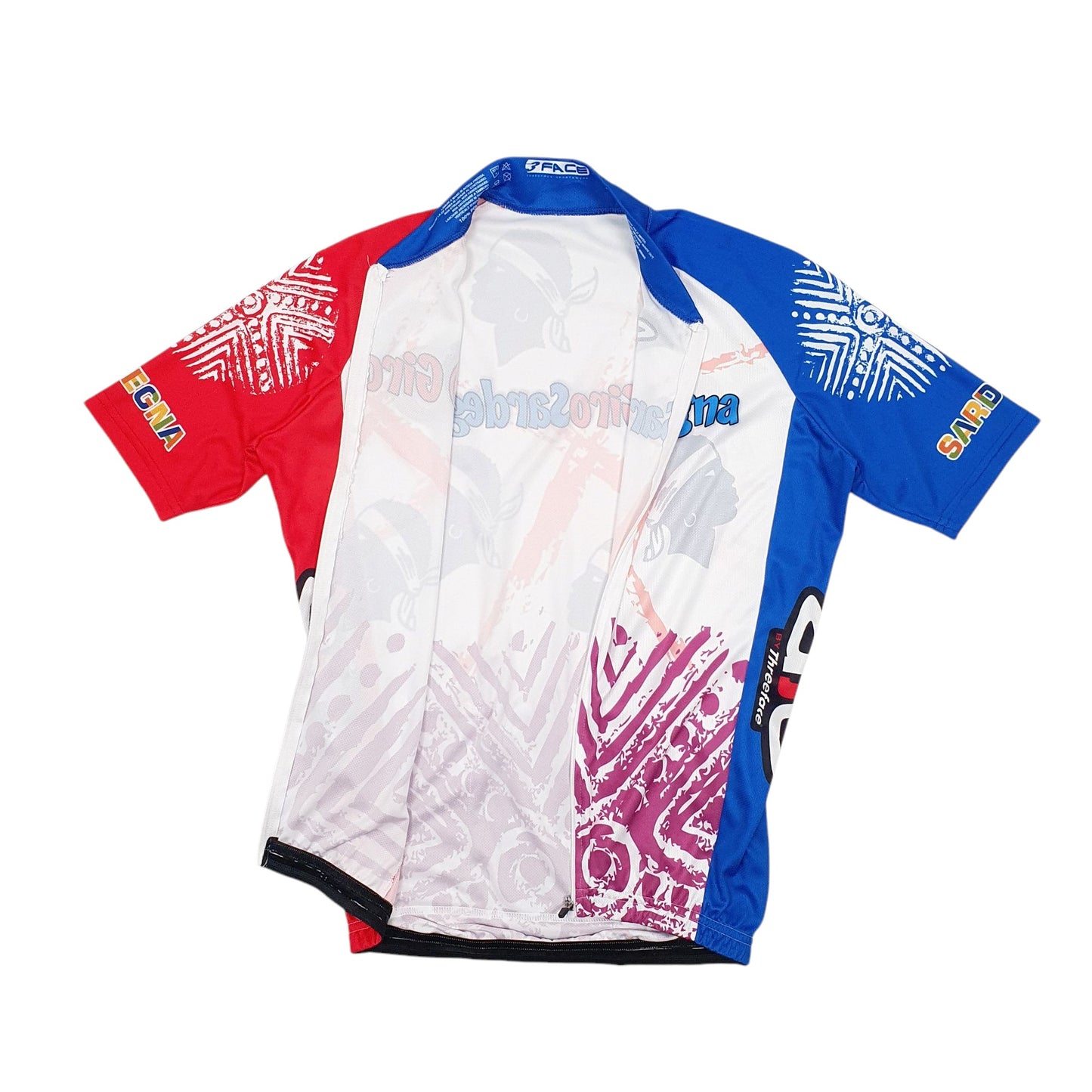 Mens White Three Face Cycling Jersey Giro Sardegna Short Sleeve T Shirt