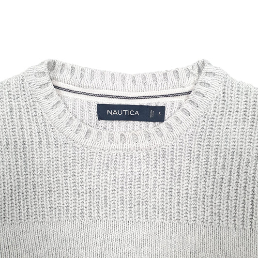 Mens Grey Nautica Knit anchor Crewneck Jumper