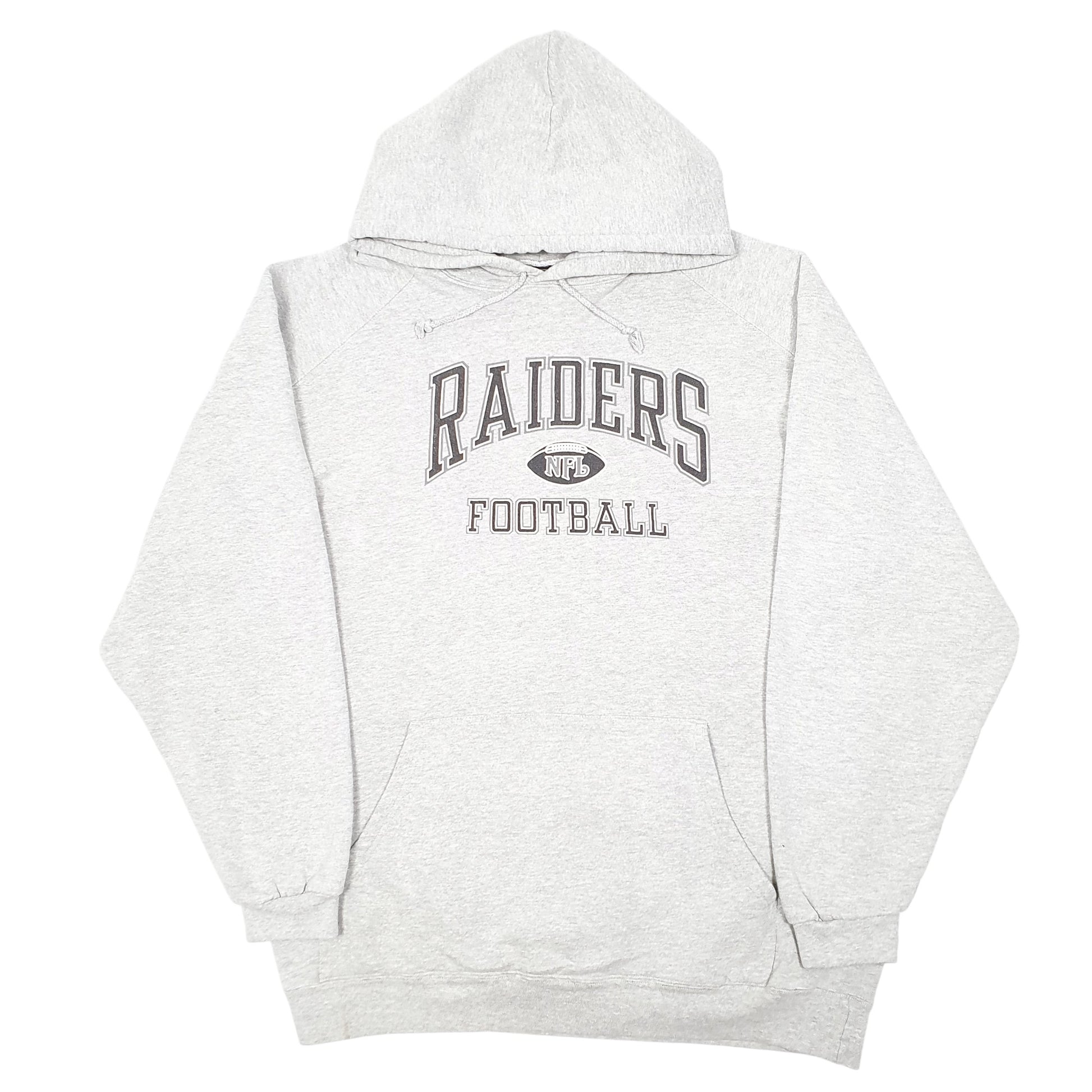 Mens Grey NFL LA Raiders Football USA Spellout Hoodie Jumper