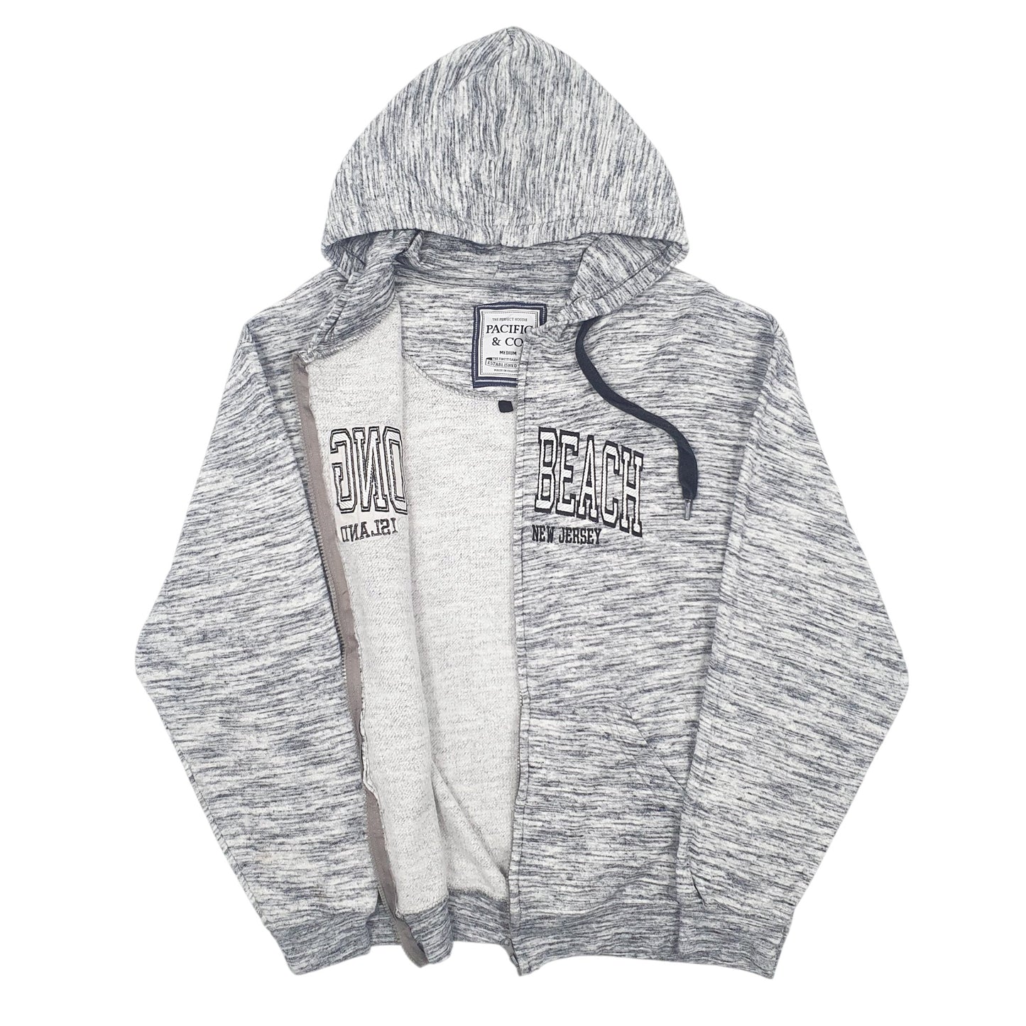 Mens Grey Pacific & Co Long Beach Island New Jersey Full Zip Jumper