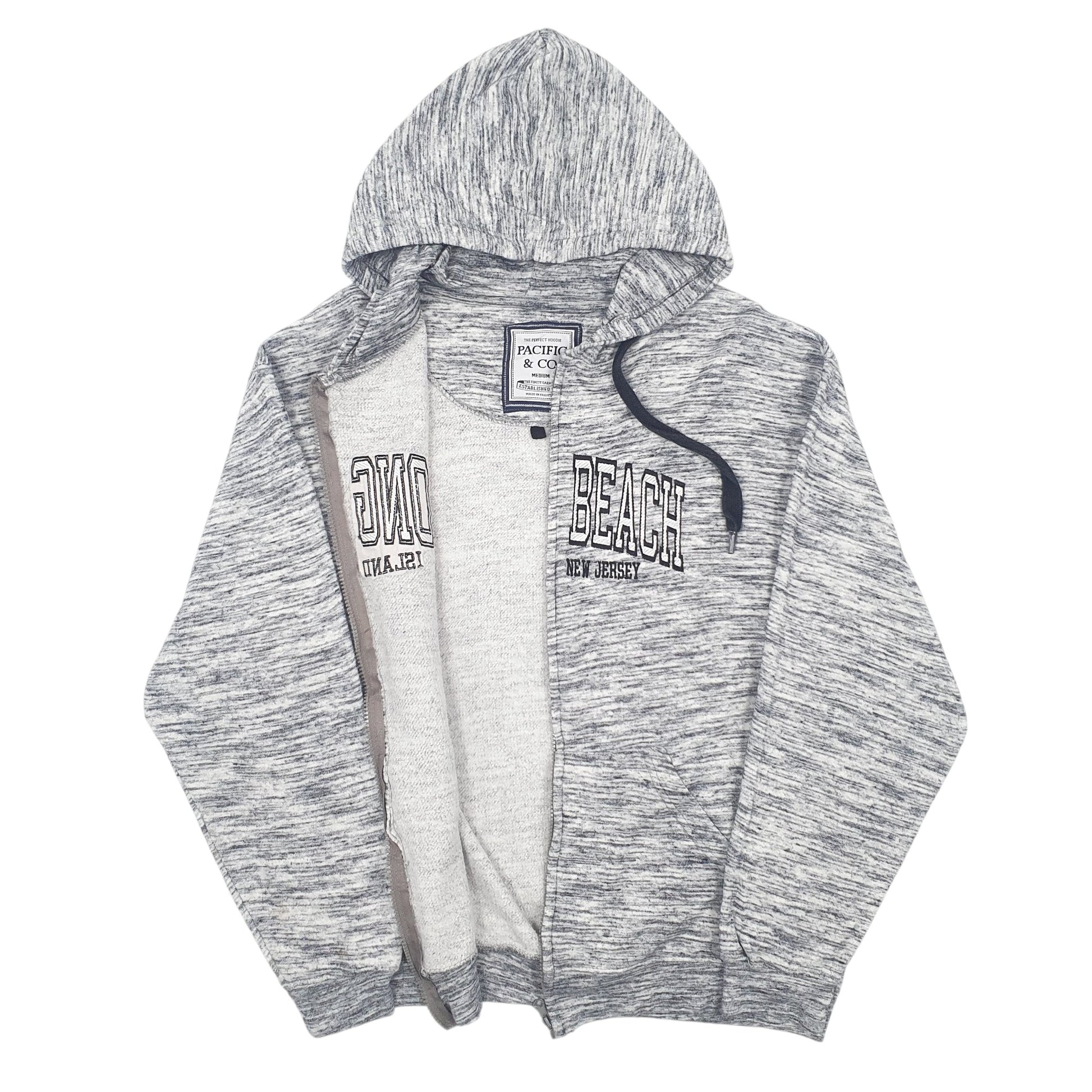 Mens Grey Pacific & Co Long Beach Island New Jersey Full Zip Jumper