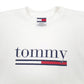 Mens White Tommy Hilfiger Vintage 90s Made In USA Spellout Crewneck Jumper