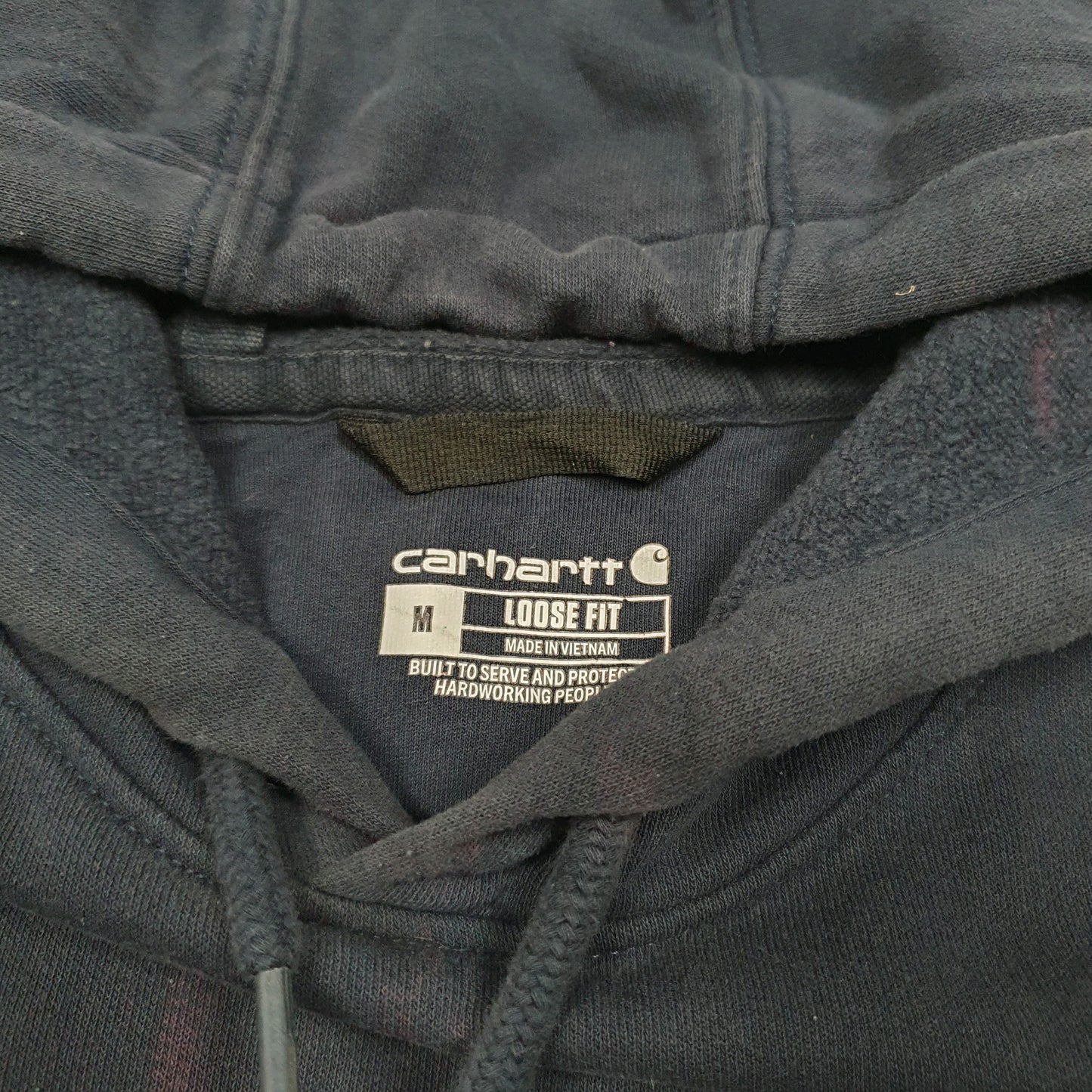 Mens Navy Carhartt Workwear Spellout Hoodie Jumper