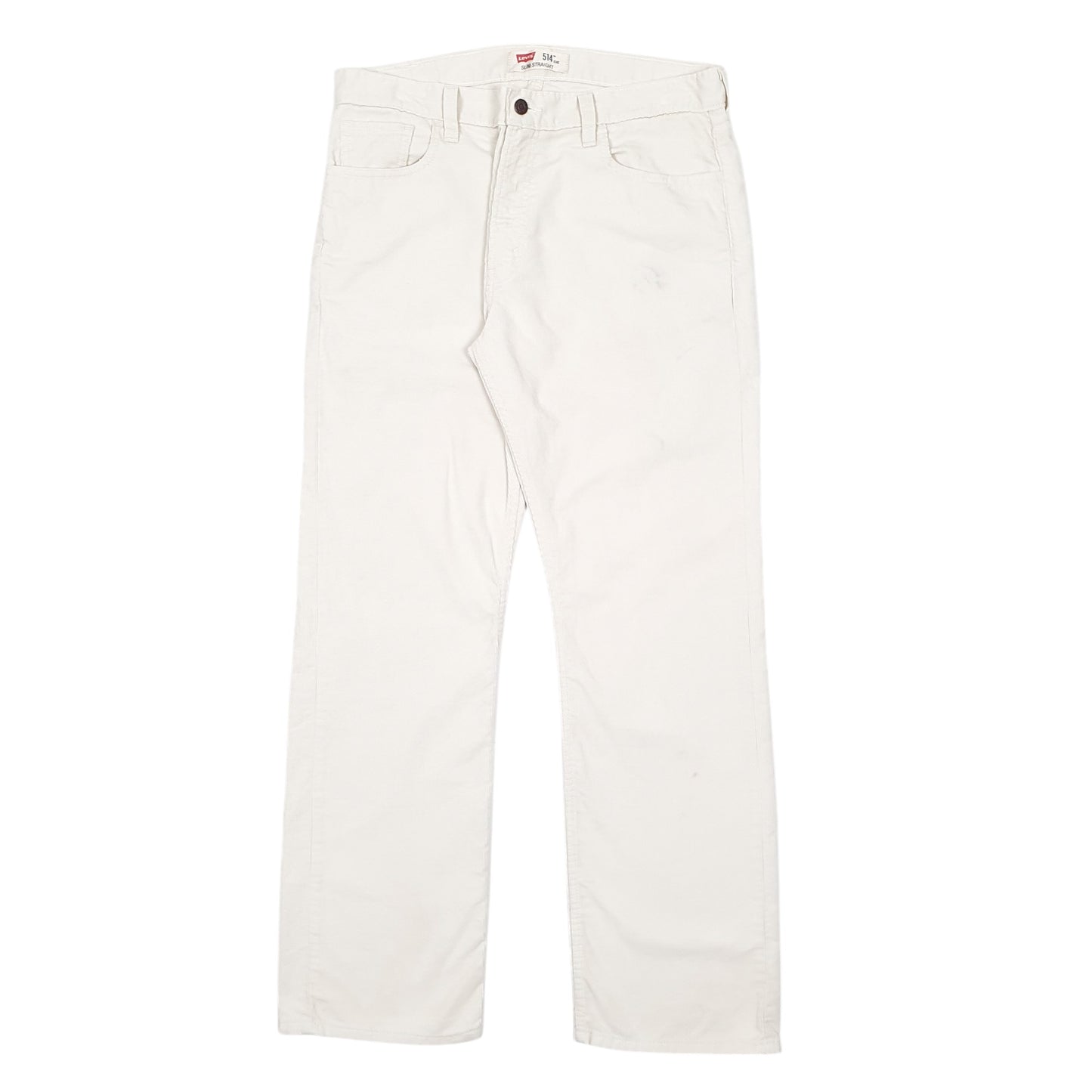 Mens White Levis 514 Corduroy Trousers