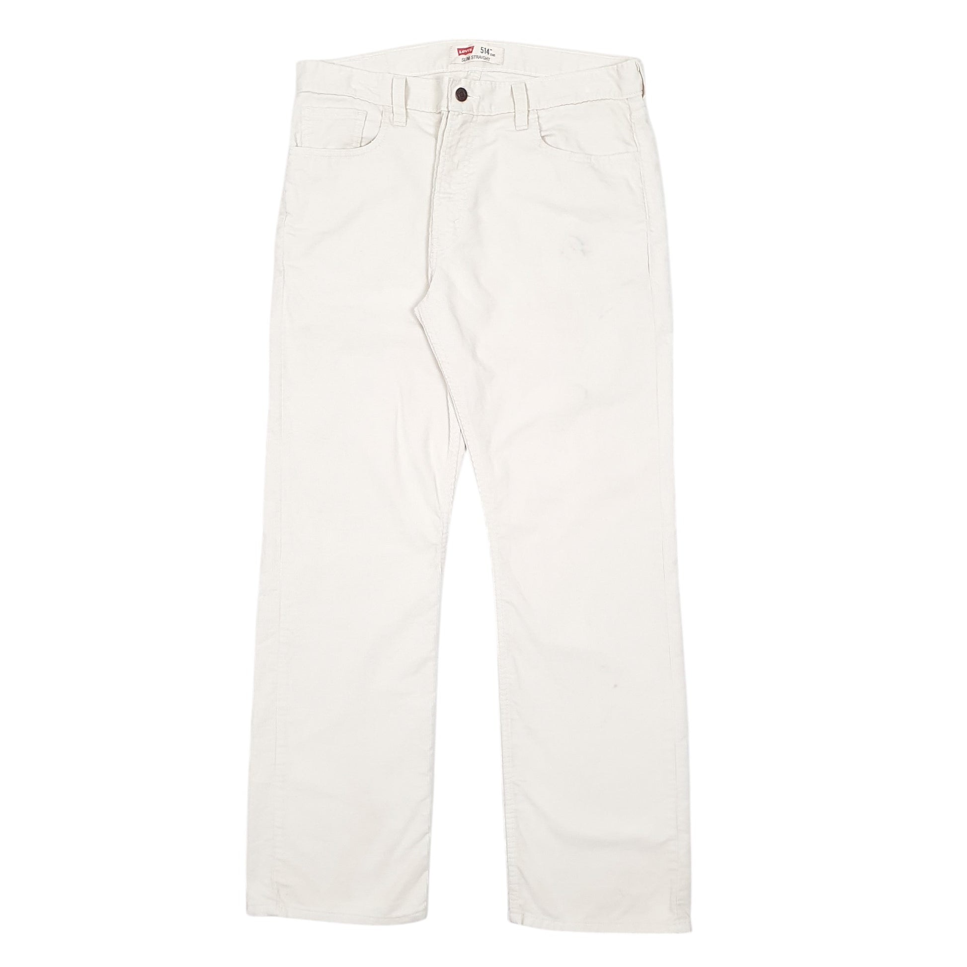 Mens White Levis 514 Corduroy Trousers