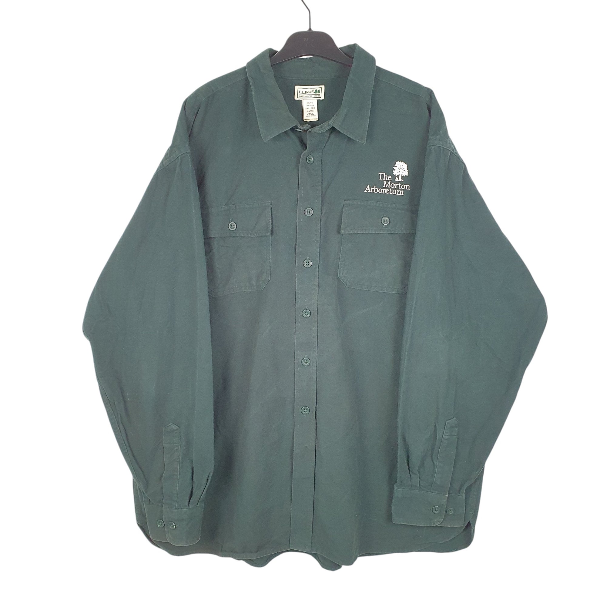 Mens Green L.L.Bean Tall Chamois Overshirt Shacket Morton Arboretum Long Sleeve Shirt