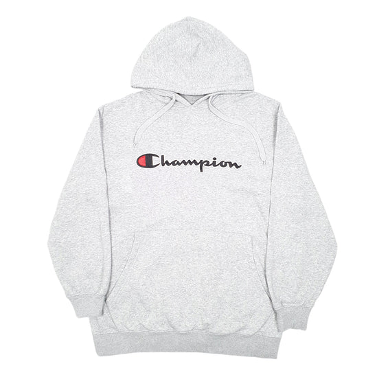 Womens Grey Champion Script Hoodie Jumper