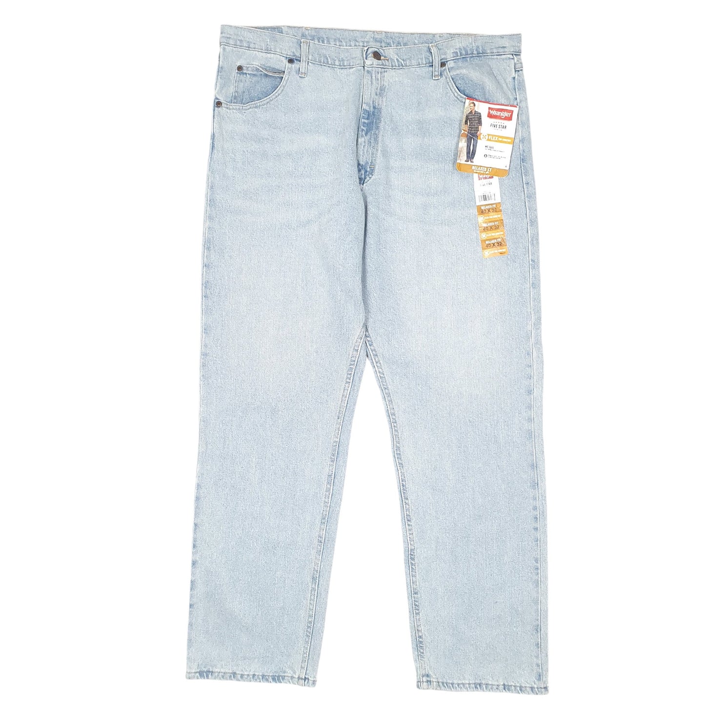 Mens Blue Wrangler Relaxed Five Star Flex Stretch Casual JeansW40 L32