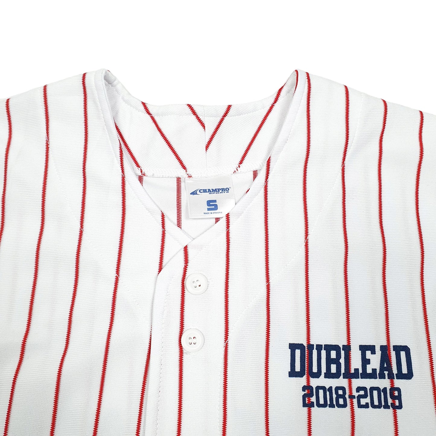 Mens White Champro Sports Baseball Jersey Dublead 2018-2019 Short Sleeve T Shirt