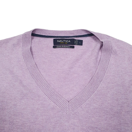 Mens Lilac Nautica Knit V Neck Jumper