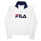 Womens White Fila Spellout Quarter Zip Jumper