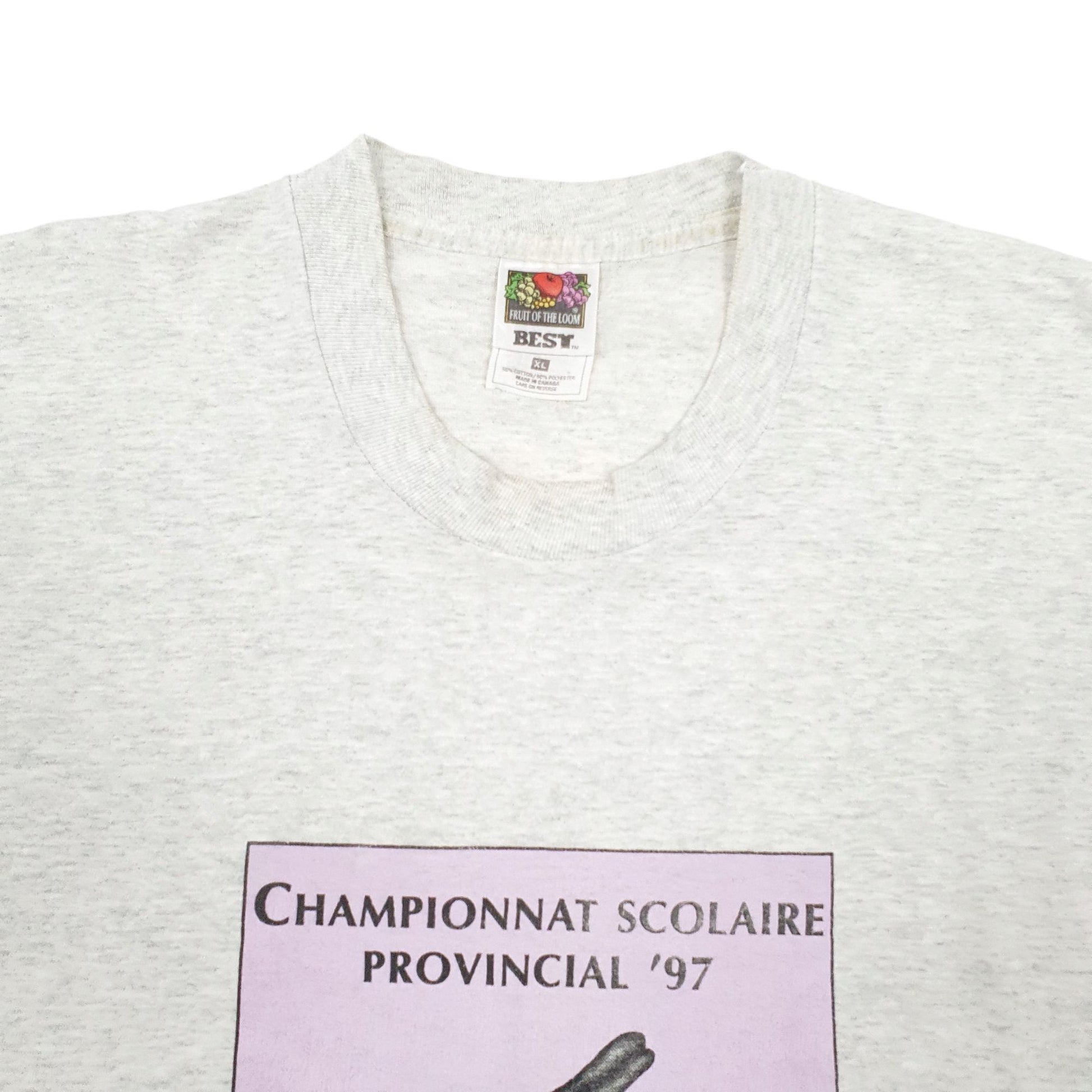 Mens Grey Fruit Of The Loom Single Stitch Vintage 90s Short Sleeve T Shirt