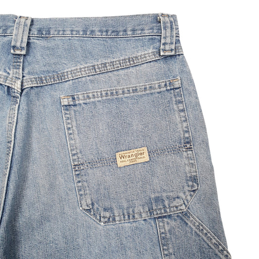 Mens Blue Wrangler Denim Jeans Jorts Baggy Carpenter Shorts