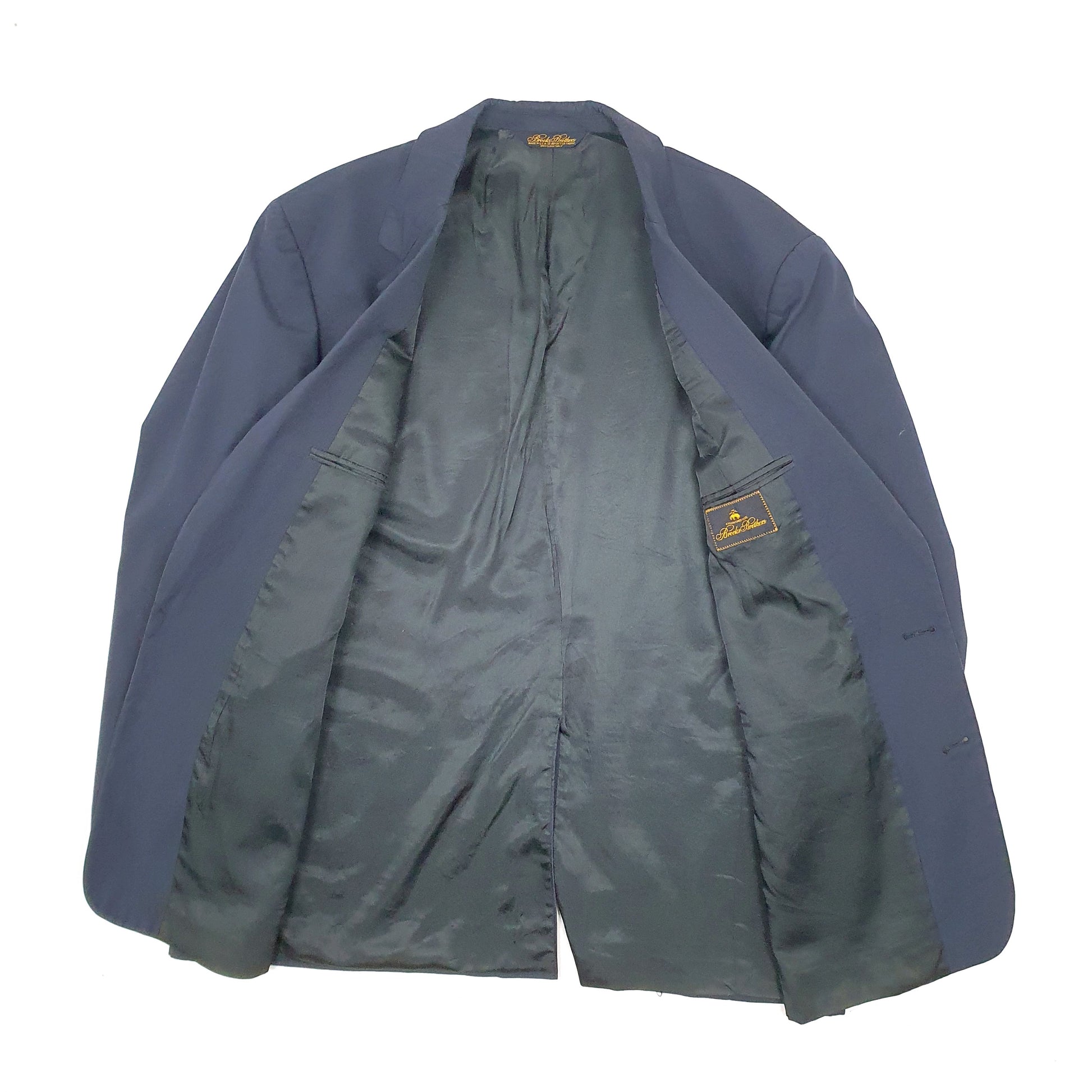 Mens Navy Brooks Brothers Made in USA Crewneck Coat