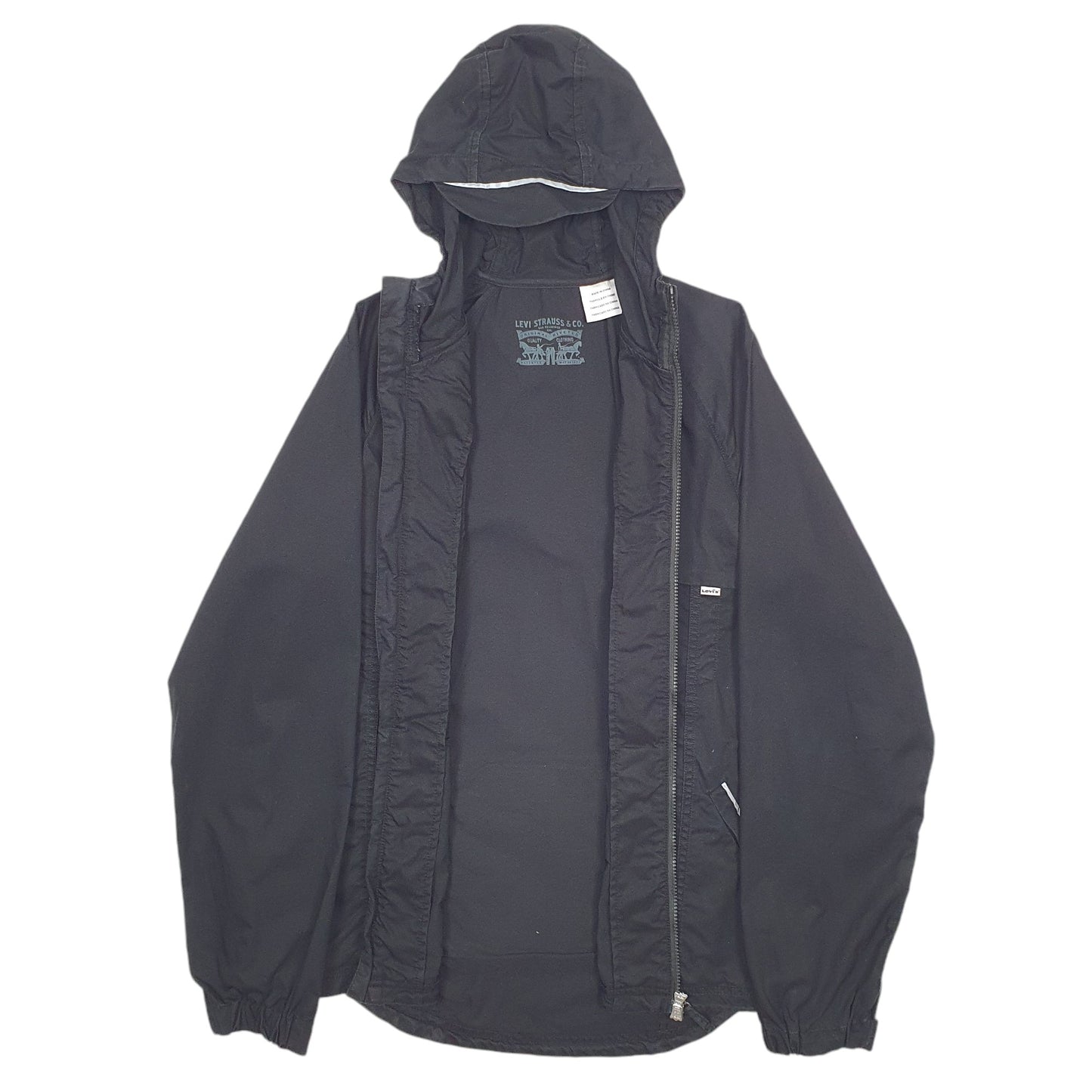Mens Black Levis Hooded Raincoat Jacket  Coat