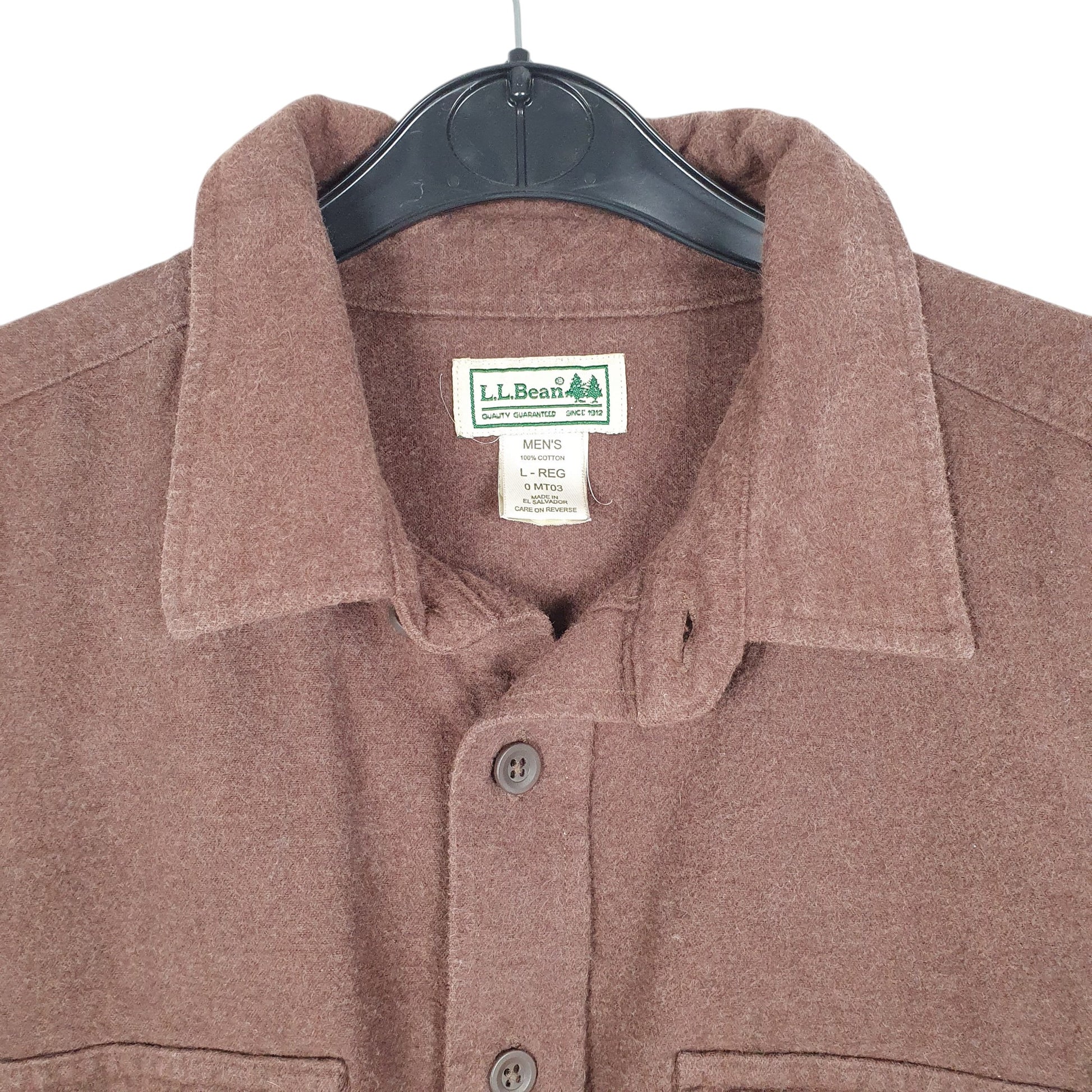 Mens Brown L.L.Bean Chamois Overshirt Shacket Long Sleeve Shirt