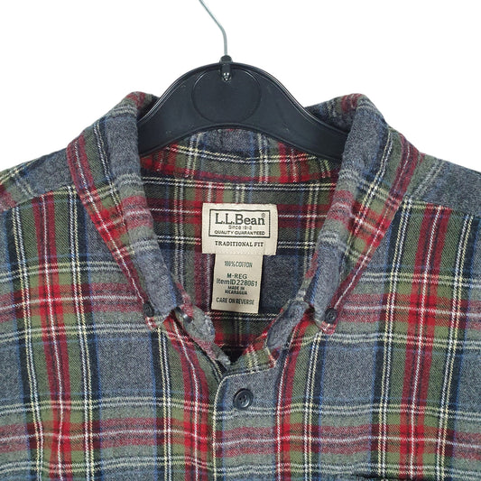 Mens Grey L.L.Bean Flannel Overshirt Shacket Long Sleeve Shirt